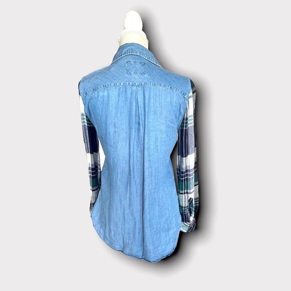 Rails | EUC Women's Jackson Contrast Sleeve Button Down Shirt Size Small - Picture 9 of 10